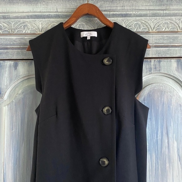 PEARL by Lela Rose Black Ponte Button Front Dress w/Beaded Bolero - Picture 6 of 16